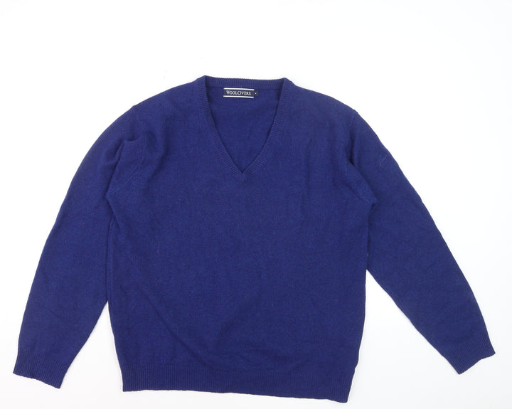 Woolovers Men's Blue Wool V-Neck Pullover Jumper M