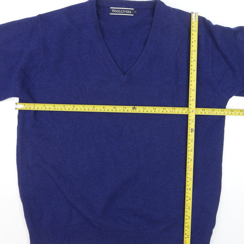 Woolovers Men's Blue Wool V-Neck Pullover Jumper M