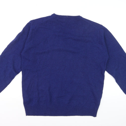 Woolovers Men's Blue Wool V-Neck Pullover Jumper M