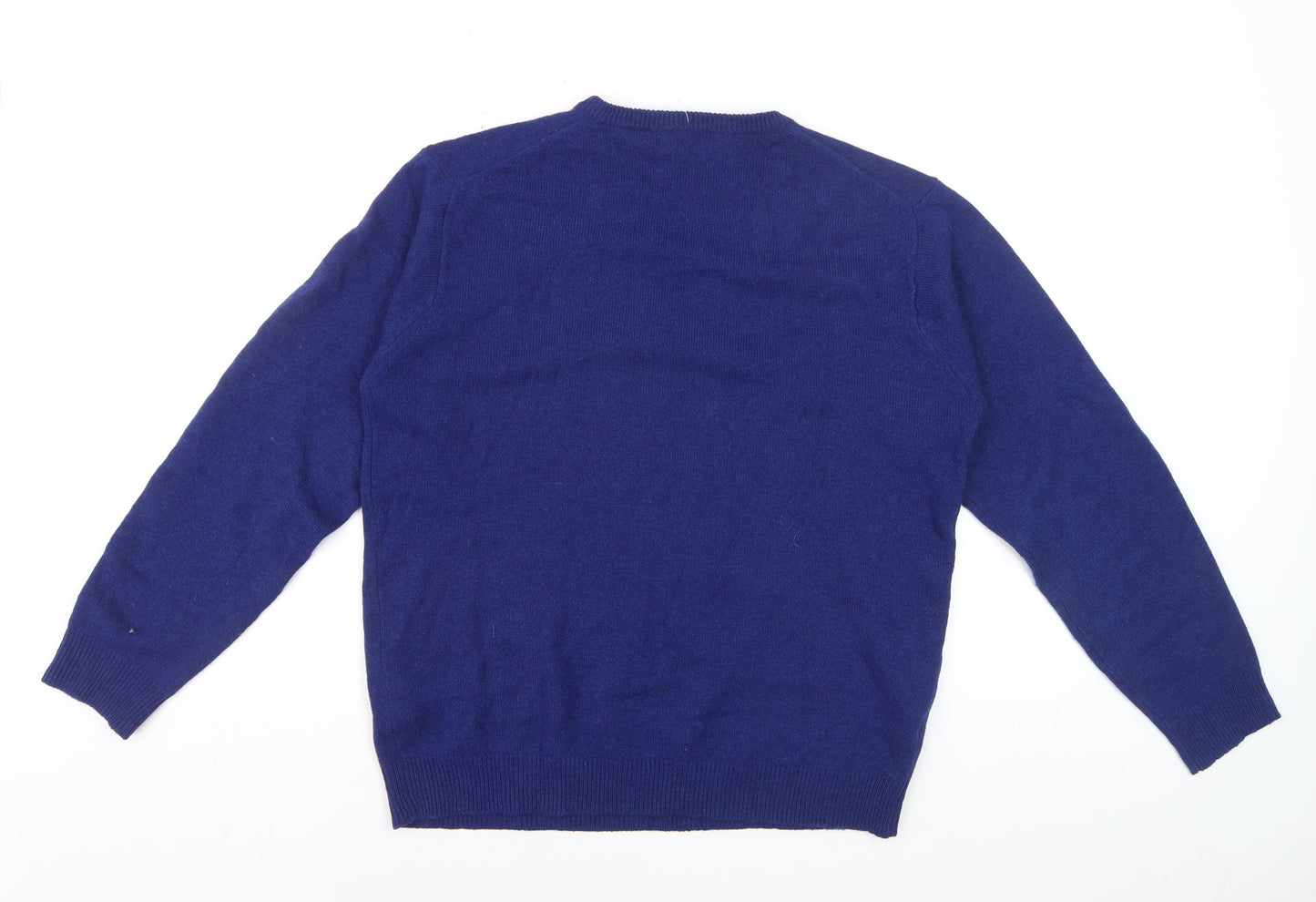 Woolovers Men's Blue Wool V-Neck Pullover Jumper M