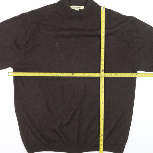 Pronto Uomo Men Brown XL Mock Neck Merino Wool Jumper