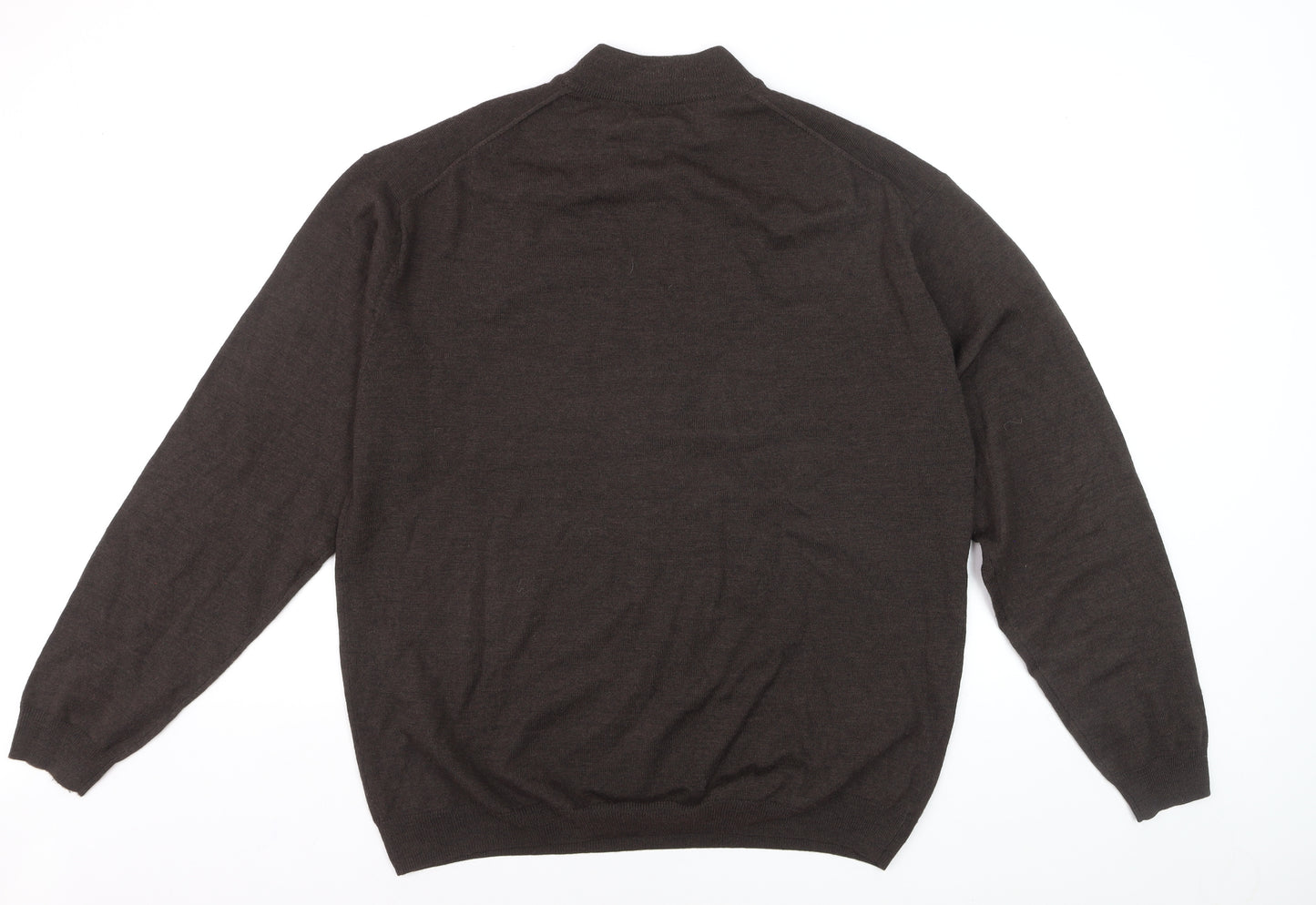 Pronto Uomo Men Brown XL Mock Neck Merino Wool Jumper