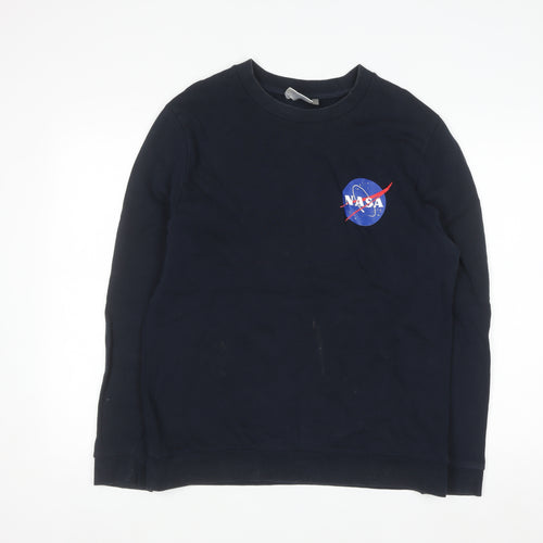 NASA Men's Blue Cotton Pullover Sweatshirt Size M Graphic Print