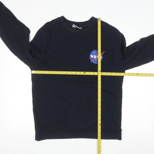 NASA Men's Blue Cotton Pullover Sweatshirt Size M Graphic Print
