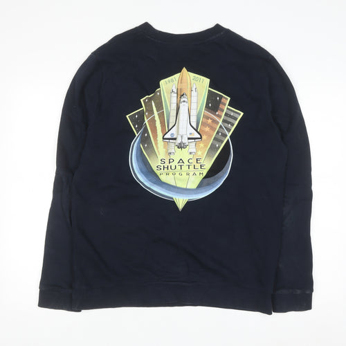 NASA Men's Blue Cotton Pullover Sweatshirt Size M Graphic Print