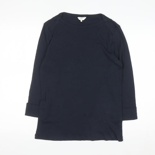 Cotton Traders Women's Blue Long Sleeve Basic Cotton T-Shirt Size 12