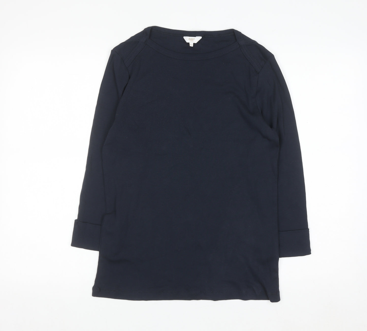 Cotton Traders Women's Blue Long Sleeve Basic Cotton T-Shirt Size 12