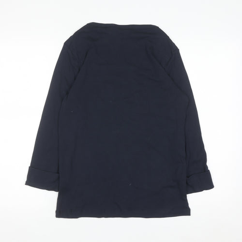 Cotton Traders Women's Blue Long Sleeve Basic Cotton T-Shirt Size 12