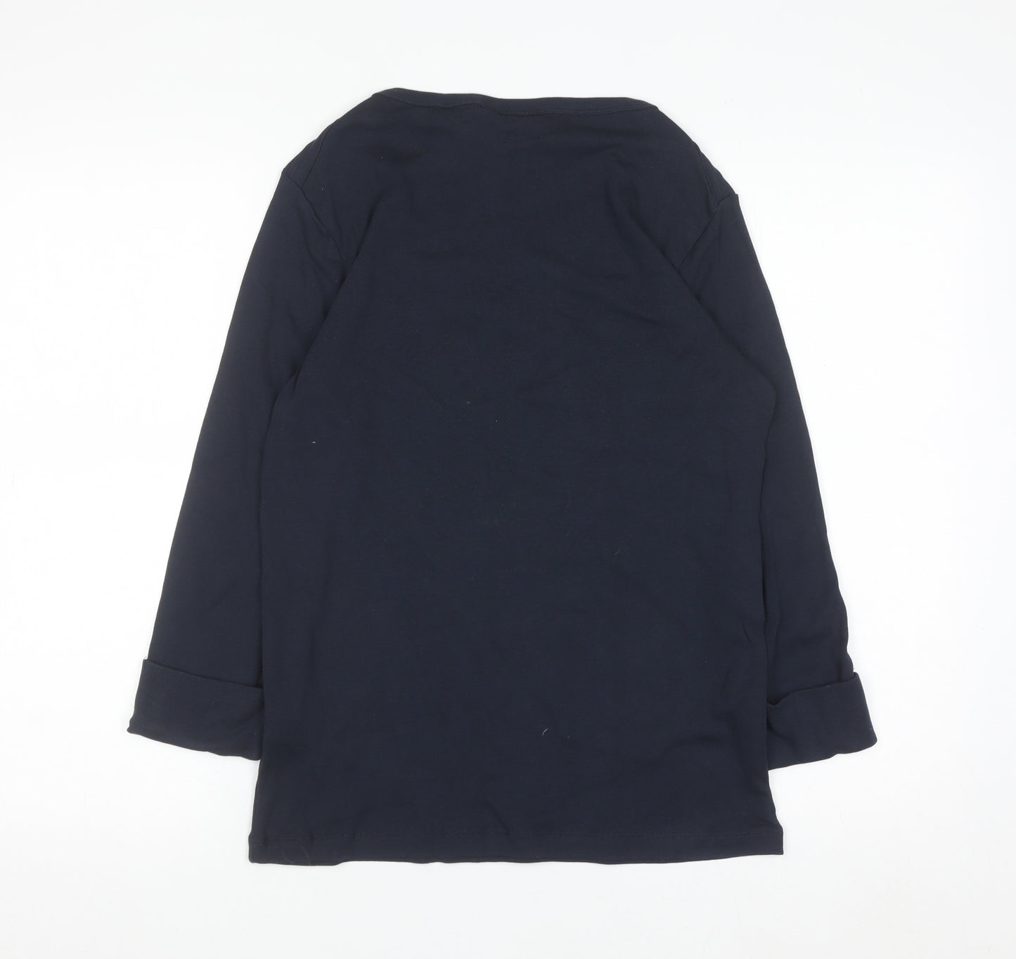 Cotton Traders Women's Blue Long Sleeve Basic Cotton T-Shirt Size 12