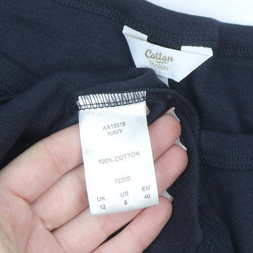 Cotton Traders Women's Blue Long Sleeve Basic Cotton T-Shirt Size 12