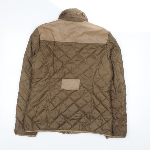 Yoki Women Brown Quilted Faux Leather Trim Jacket L