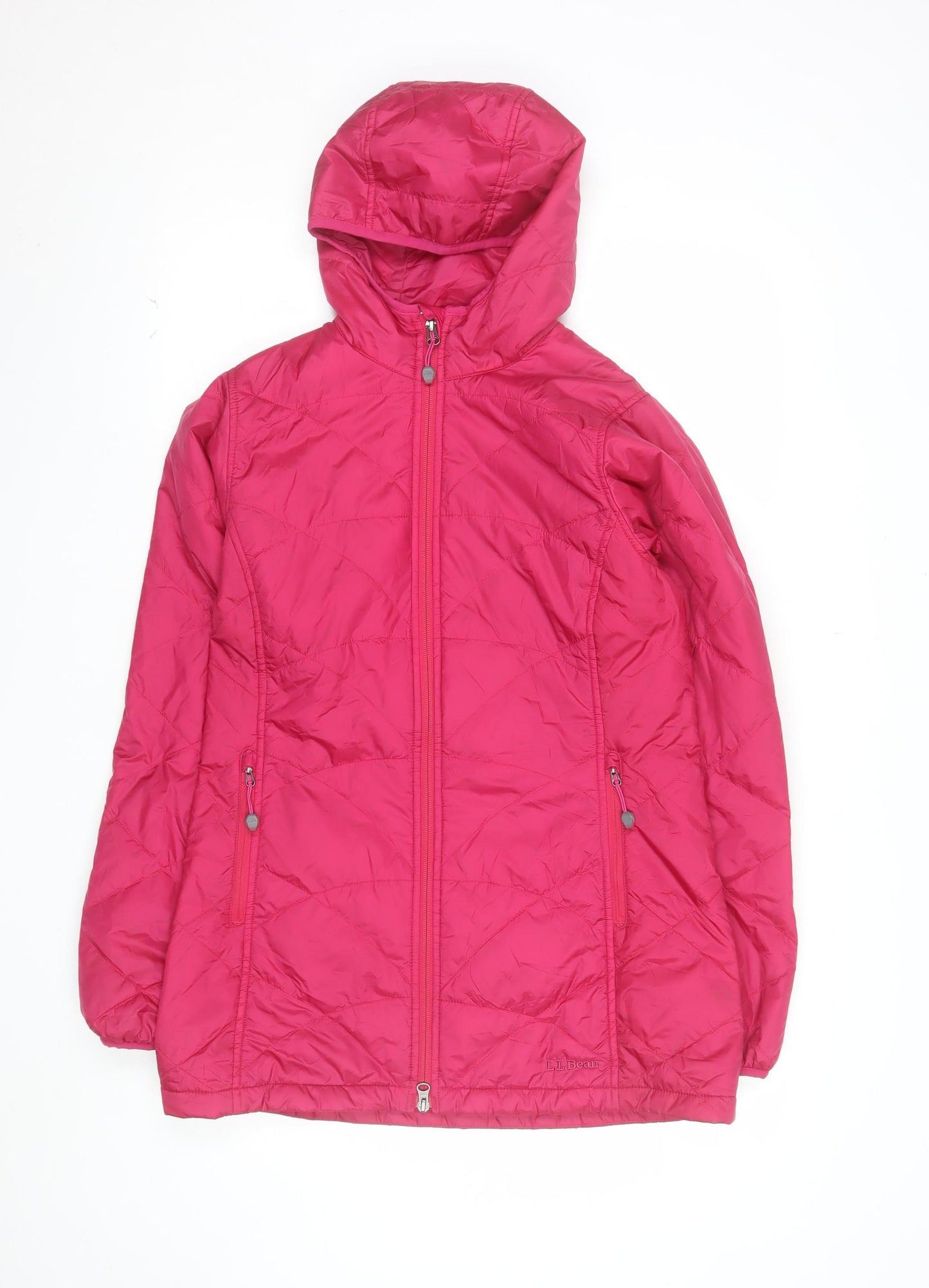 L.L.Bean Women's Pink Hooded Puffer Jacket Size S Regular Nylon