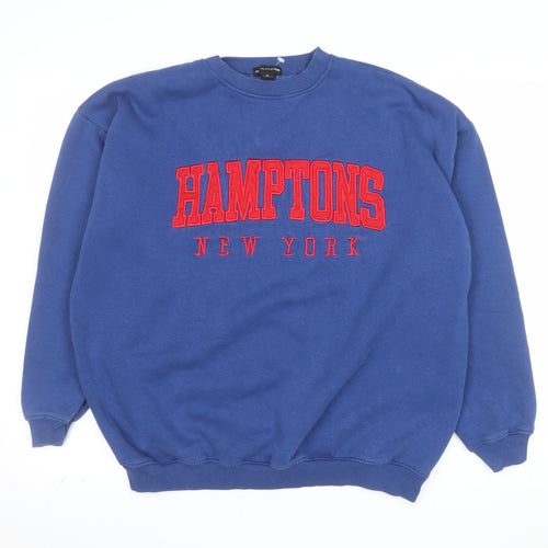 PrettyLittleThing Women Blue Hamptons New York Pullover Sweatshirt M