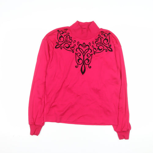 Marks and Spencer Women’s Pink Embroidered High Neck Sweatshirt Size 10