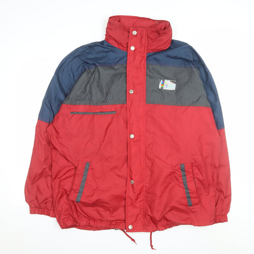 Brugi Men's Red & Grey Colour Block Puffer Jacket L Regular Fit