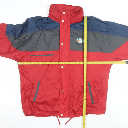 Brugi Men's Red & Grey Colour Block Puffer Jacket L Regular Fit