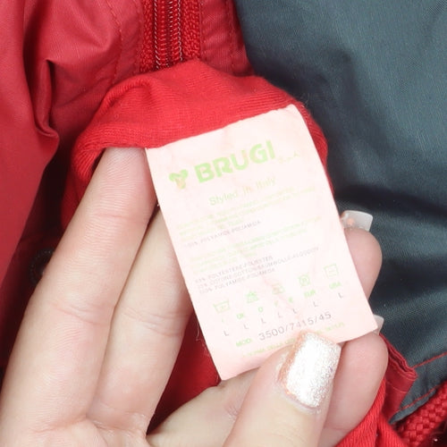 Brugi Men's Red & Grey Colour Block Puffer Jacket L Regular Fit