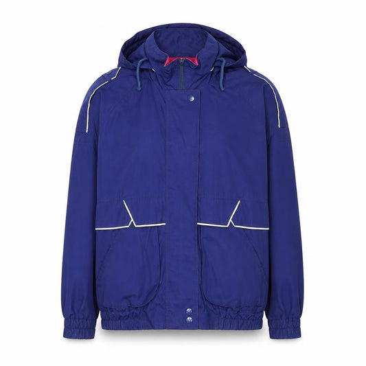 Front view of YMO by Alto Sportswear women’s blue m windbreaker jacket hooded