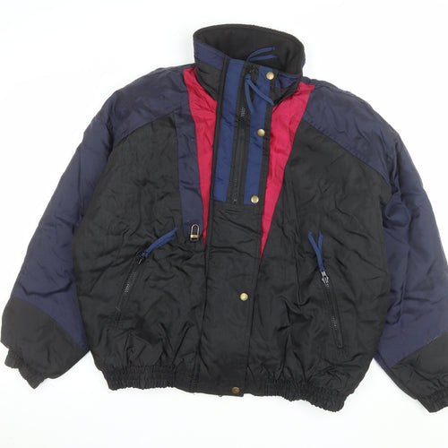 New Face Men’s Black 90s Puffer Jacket L Hooded Winter Coat