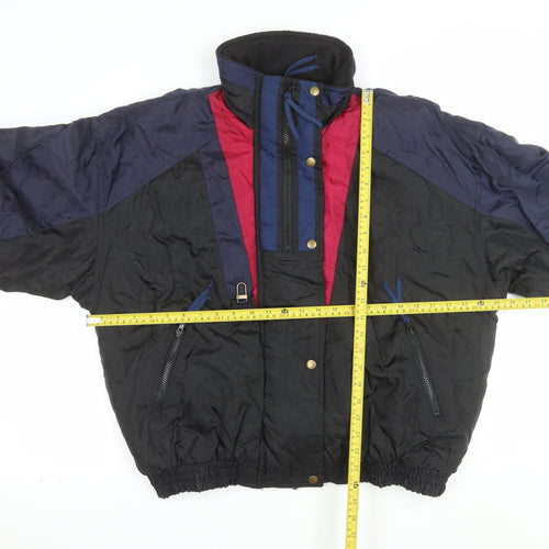 New Face Men’s Black 90s Puffer Jacket L Hooded Winter Coat