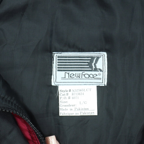 New Face Men’s Black 90s Puffer Jacket L Hooded Winter Coat