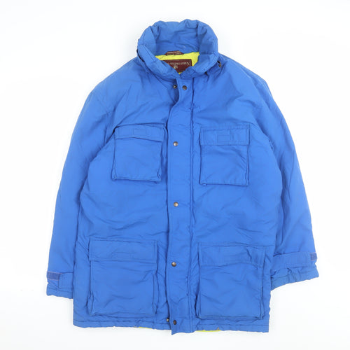 Chaps Ralph Lauren Men's Blue Puffer Jacket S Winter Nylon Mid-Length