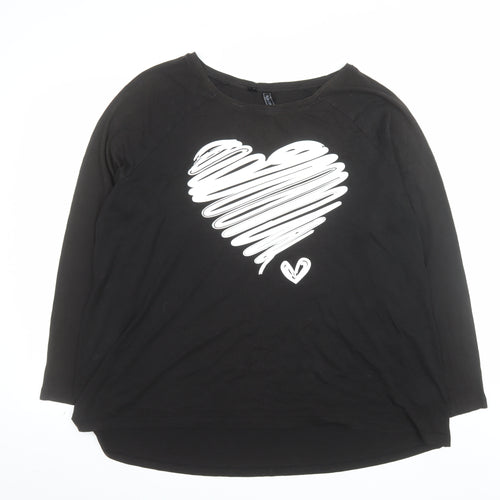 Rainbow Women’s Black Long Sleeve Heart Print T-Shirt Size 20