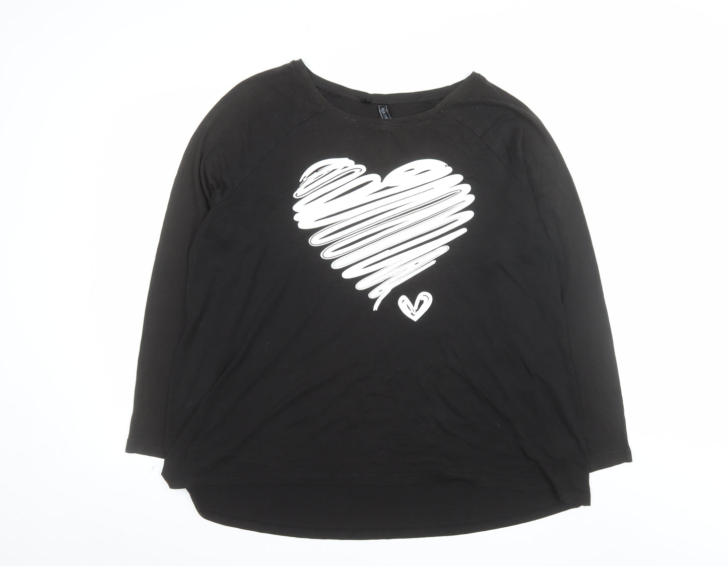 Rainbow Women’s Black Long Sleeve Heart Print T-Shirt Size 20