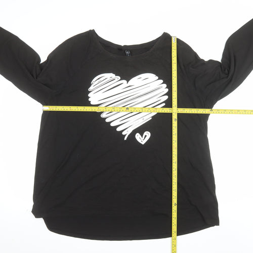 Rainbow Women’s Black Long Sleeve Heart Print T-Shirt Size 20