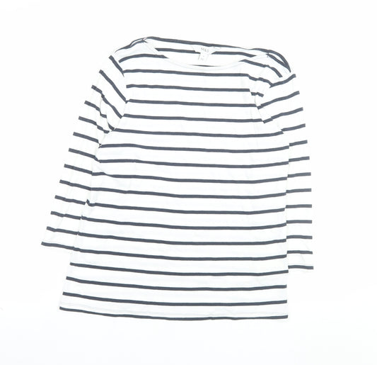 Marks and Spencer Women’s White Striped 3/4 Sleeve Cotton T-Shirt Size 14