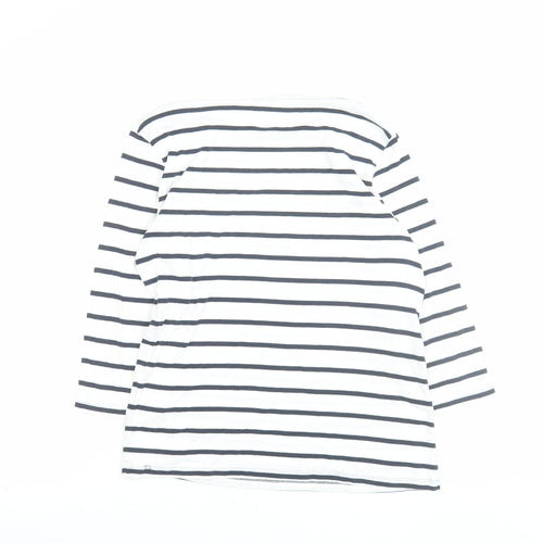 Marks and Spencer Women’s White Striped 3/4 Sleeve Cotton T-Shirt Size 14