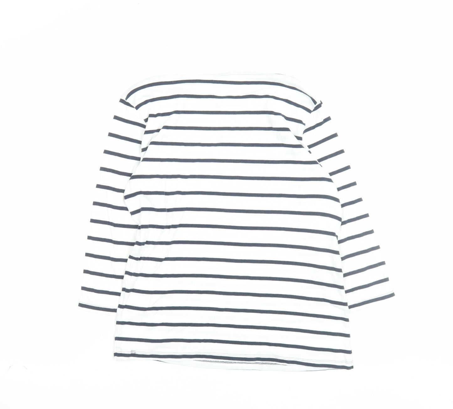 Marks and Spencer Women’s White Striped 3/4 Sleeve Cotton T-Shirt Size 14