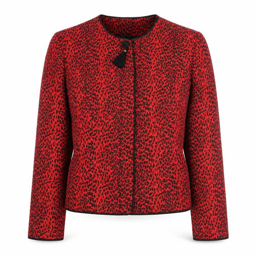 Maggy London Womens Red Animal Print Silk Jacket Size 12