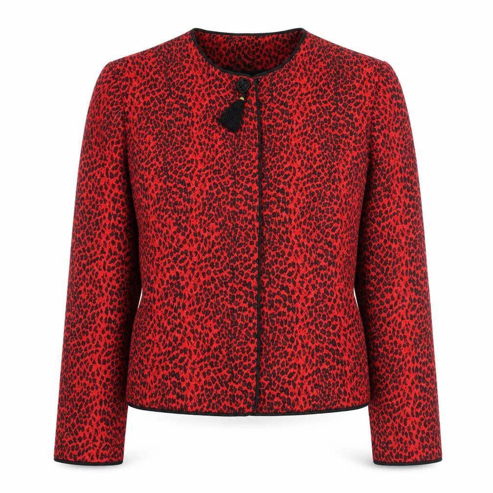 Maggy London Womens Red Animal Print Silk Jacket Size 12