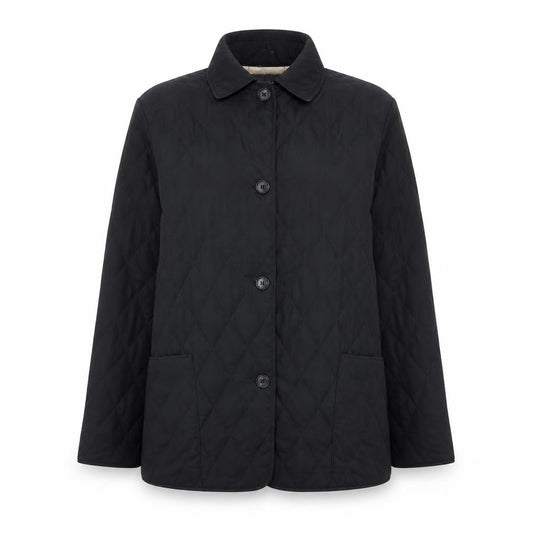 Front view of Jones New York Country Women’s Black Quilted Mid-Length Jacket S