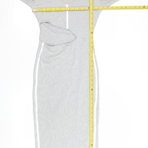 PrettyLittleThing Women’s Grey Long Sleeve Stretch Bodycon Midi Dress Size 12