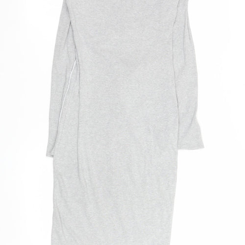 PrettyLittleThing Women’s Grey Long Sleeve Stretch Bodycon Midi Dress Size 12