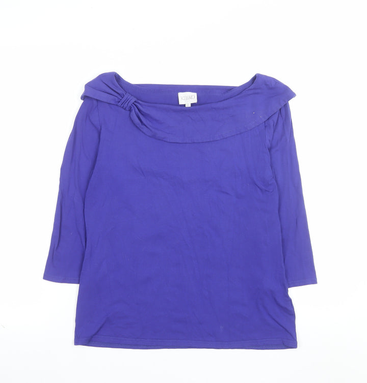 Kaliko Women's Purple Boat Neck 3/4 Sleeve Tunic Blouse Size 12