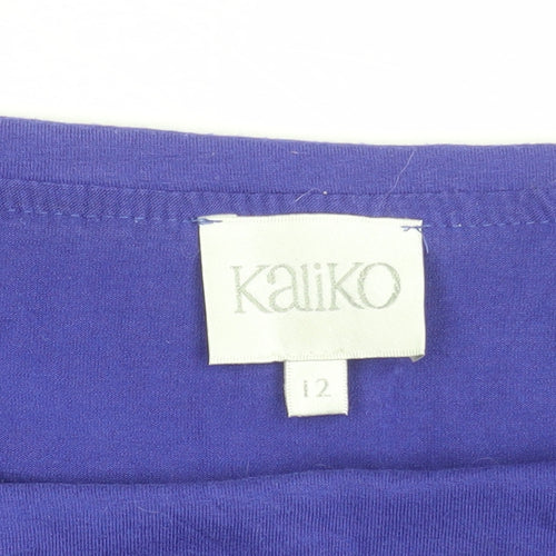 Kaliko Women's Purple Boat Neck 3/4 Sleeve Tunic Blouse Size 12