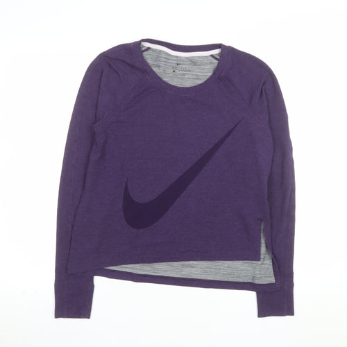 Nike Women's Purple Dri-FIT Long Sleeve Sports Top M