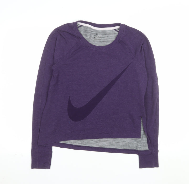 Nike Women's Purple Dri-FIT Long Sleeve Sports Top M