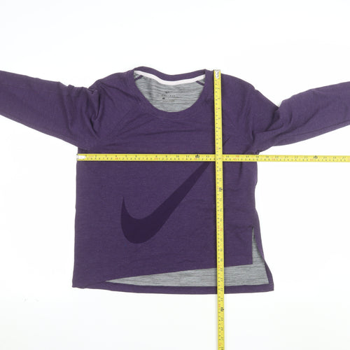 Nike Women's Purple Dri-FIT Long Sleeve Sports Top M