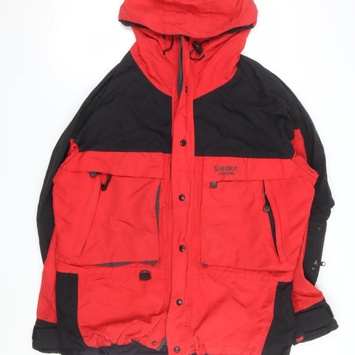 Solstice Men's Red Black Winter Parka Jacket L Hooded Nylon