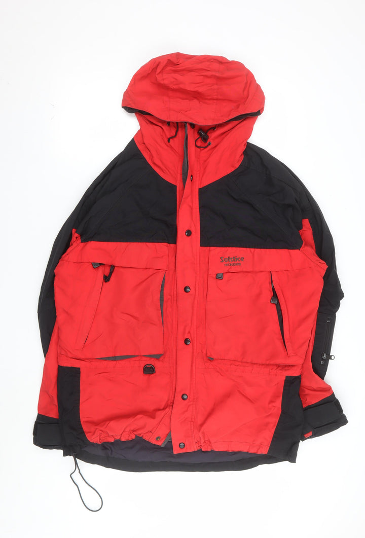 Solstice Men's Red Black Winter Parka Jacket L Hooded Nylon
