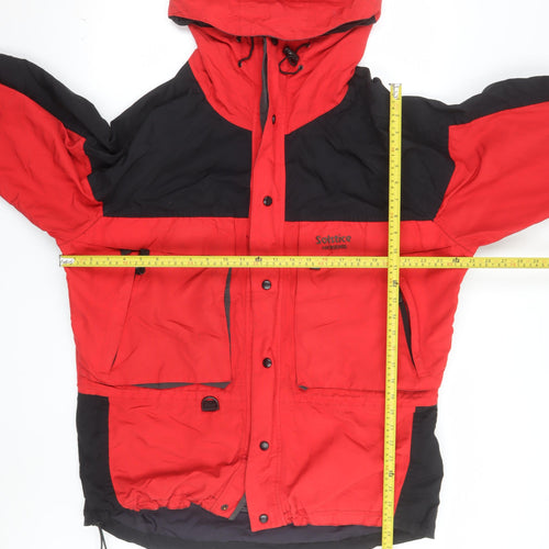 Solstice Men's Red Black Winter Parka Jacket L Hooded Nylon