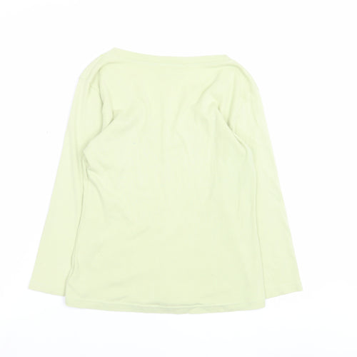 Wallis Womens Green Cotton V-Neck Beaded Jumper Size 12