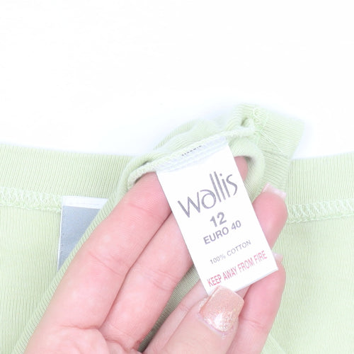 Wallis Womens Green Cotton V-Neck Beaded Jumper Size 12