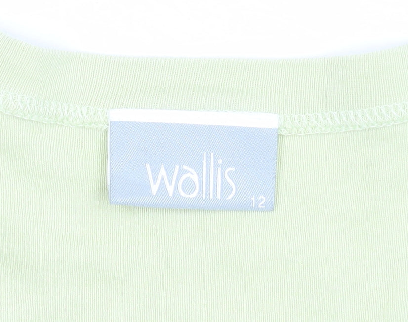 Wallis Womens Green Cotton V-Neck Beaded Jumper Size 12