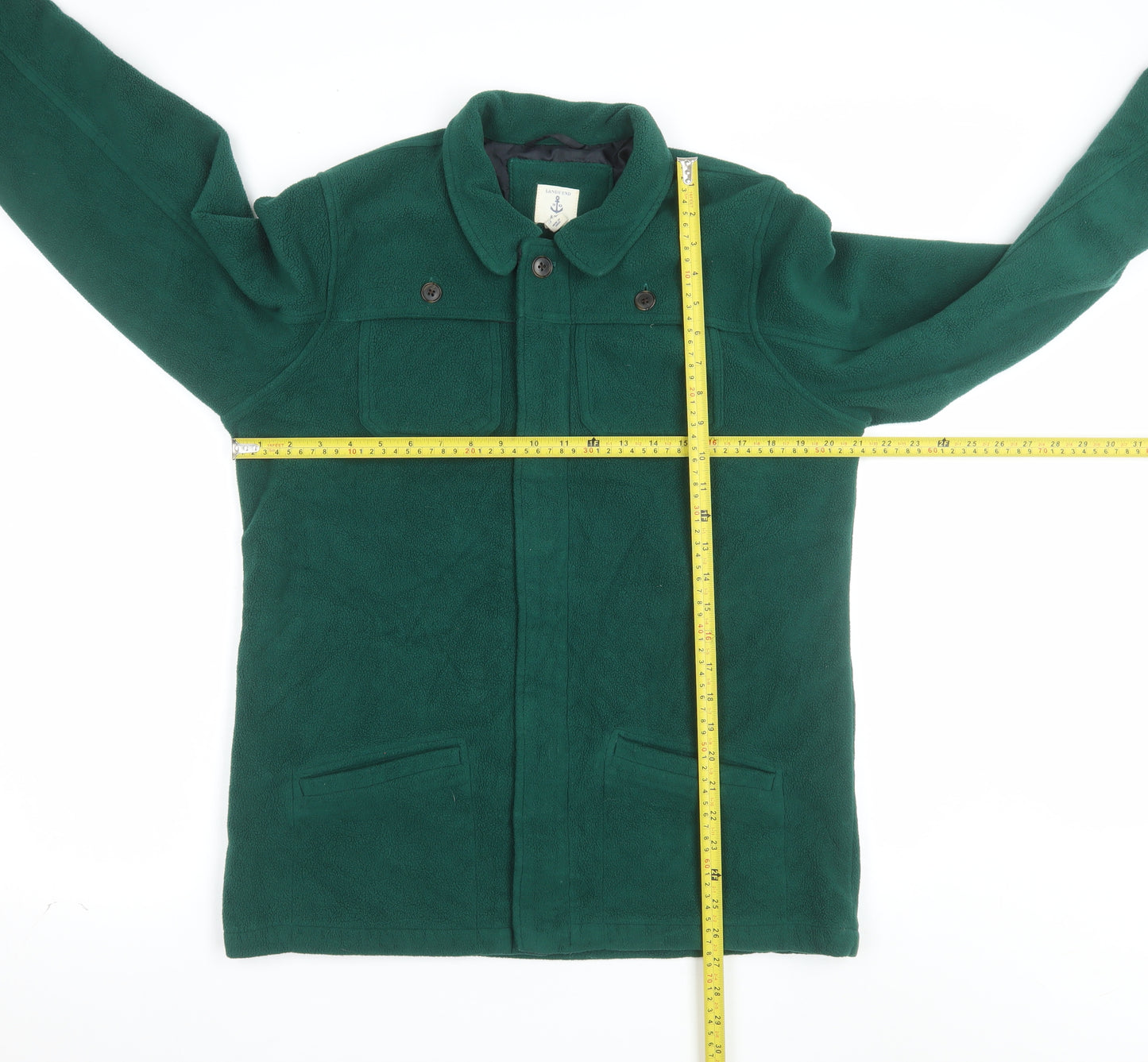 Lands' End Teens Green Fleece Lined Mid-Length Casual Jacket Size S