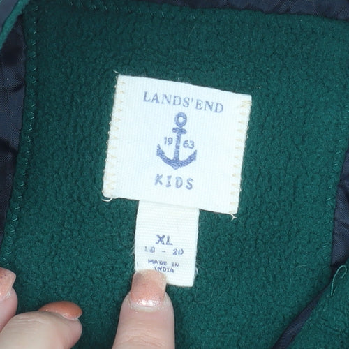 Lands' End Teens Green Fleece Lined Mid-Length Casual Jacket Size S